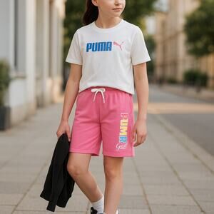 Puma Girls Shorts Size Large‎ Pink Rainbow Sparkle Sweatshorts NEW